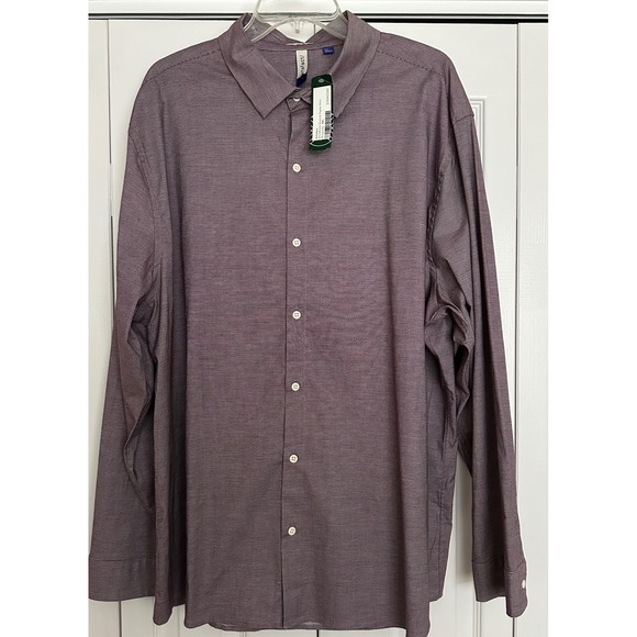 Artifacts Other - NWT Artefact  Reg Fit Stretch Button Up Shirt Men's XXL‎ Burgundy White Stripe